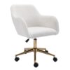 Modern Teddy Fabric Material Adjustable Height 360 Revolving Home Office Chair With Gold Metal Legs And Universal Wheel For Indoor - White - Image 24