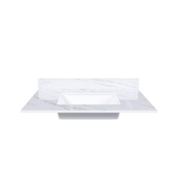 Bianco Carrara Venato 37" Marble Vanity Top With Pre Drilled Faucet Hole And Undermount Sink - White