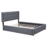Queen Size Upholstered Platform Bed With Trundle And Drawers - Gray - Image 2