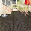 Acacia Wood Interlocking Deck Tiles Checker Pattern Outdoor Flooring - Dark Brown - Image 24