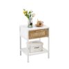 15.74" Rattan End Table With Drawer, Modern Nightstand, Metal Legs, Side Table For Living Room, Bedroom (Set of 2) - White - Image 5