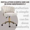 Modern Home Office Desk Chair With Wheels, Swivel, Height Adjustable - Beige - Image 7