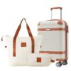 Hardshell Luggage Sets 3 Piece Carry - On Suitcase Double Spinner Wheels With Tsa Lock - White - Image 2