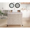 Laundry Hamper With Lid PE Rattan Powder Coating Frame Clothes Hampers With 2 Removable Bags, Wheels, 160L - Gray - Image 21
