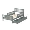 Twin Size Platform Bed With Guardrails On Both Sides And 2 Storage Drawers - Gray - Image 6
