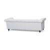 Chesterfield Style 3 Seater Sofa With Button Tufting And Nail Head Accents - White - Image 5