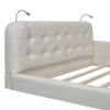 Queen Size Upholstered Platform Bed With 2 Reading Lights - White - Image 4