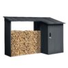 Outdoor Steel Firewood Rack And Metal Storage Shed, Two In One - Black - Image 3