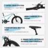 20" Children's Bicycle Shock Absorbing Front Fork 7 Speed V Brakes Mountain Tire Boys And Girls Kids Bike For Outdoor Adventure - Blue - Image 6