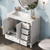Bathroom Vanity With Ceramic Sink Combo, Abundant Storage Cabinet -2 Soft-Close Doors And 5 Drawers - White - Image 5