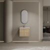 24" Wall Mounted Bathroom Vanity With Ceramic Sink And 2 Soft Closing Doors - Oak - Image 2