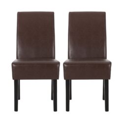Contemporary Dining Chair (Set of 2) With Upholstery And Rubberwood Legs - Dark Brown