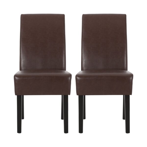 Contemporary Dining Chair (Set of 2) With Upholstery And Rubberwood Legs - Dark Brown