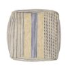 Western - Handcrafted Fabric Pouf, Durable - Natural / Blue - Image 3