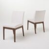 Contemporary Fabric Dining Chairs (Set of 2) - Light Beige / Walnut - Image 5