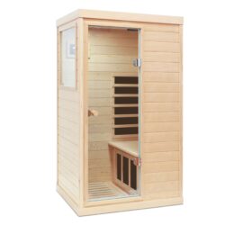Hemlock Mini 1 Person Far Infrared Door On The Left Of The Indoor Sauna Room - Natural