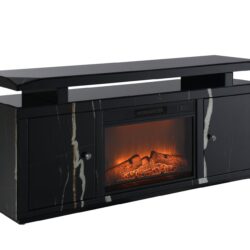 Drisana - Mirrored TV Stand With Fireplace - Black