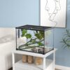 Pawhut - 14 Gallon Reptile Glass Terrarium Tank With Decor Kit Breeding Box Full View With Visually Appealing Sliding Screen Top For Lizards Frogs Snakes Spiders - Black - Image 5