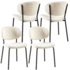 Boucle Dining Chairs, Modern Dining Room Chairs With Black Metal Legs, Armless Kitchen Chair For Dining Room, Living Room (Set of 4) - Beige - Image 8