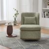 Modern Cushioned Armless Metal Base 360 Degree Swivel Chair With Pillow, Suitable For Living Room, Family Room, Bedroom, Lounge Area, Office Pale - Green - Image 4
