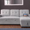 Ashlyn II - Woven Fabric Reversible Sleeper Sectional Sofa With Storage Chaise, Storage Arm, Cup Holder, Charging Ports, Side Pockets, and Pocket Coil Seating - Gray - Image 6