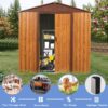 Metal Storage Shed Appealing Horizontal Siding In Woodgrain With Coffee Trim To Complement - Light Brown - Image 5