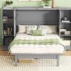 Queen Size Murphy Bed With Shelves, Drawers And USB Ports - Gray - Image 18