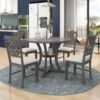 Retro Style 5 Piece Round Dining Table And Chair Set With Unique Legs And Hollow Chair Back - Gray - Image 5