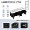 Modern Wall Mounted Bathroom Vanity With Double Resin Sink And Storage Rack - Black Chestnut - Image 8