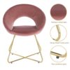 Modern Accent Velvet Chairs (Set of 2) Dining Chairs Single Sofa Comfy Upholstered Arm Chair Living Room Furniture Mid-Century Leisure Lounge Chairs With Golden Metal Frame Legs - Pink - Image 5