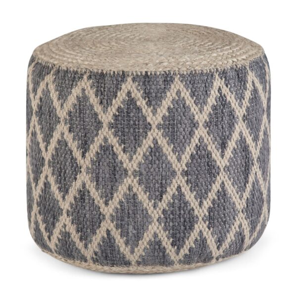 Edgeley - Round Pouf - Gray / Natural