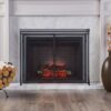 Samantha - Iron Fireplace Screen Modern Design With Easy Access Doors - Black - Image 8