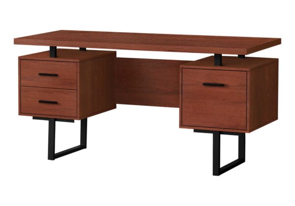 Computer Desk For Home Office, Laptop, Left, Right Set - Up, Storage Drawers, Contemporary & Modern - Cherry