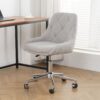 Modern Teddy Fleece Fabric Dining Chair With Chrome Legs, Soft And Comfortable - Gray - Image 2