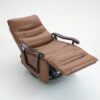 Swivel Rocker Recliner Power Glider Chair With Solid Wood Armrests, Extra Wide Reclining Sofa Chair Upholstered Faux Leather Living Room Single Sofa - Orange - Image 2