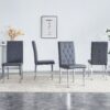 Armless Dining Chairs, Grid And Buckle Design Of The Back (Set of 4) - Gray - Image 3