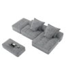 Modern Oversized Modular Sectional Sofa With Ottoman, Seat, Chaise Lounge And Armrest, Sparkling Chenille Fabric Soft Cushion Sofa With 4 Pillows, 4 Pieces Diy Combination Tufted Sofa, No Assembly Required - Gray - Image 19