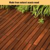 30 Piece Interlocking Deck Tiles Striped Pattern, Square Acacia Hardwood Outdoor Flooring For Patio, Bancony, Pool Side - Brown - Image 27
