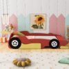 Full Size Race Car Shaped Platform Bed With Wheels - Red - Image 12