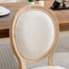 French Style Solid Wood Frame Antique Painting Linen Fabric Back Dining Chair (Set of 2) - Beige - Image 8
