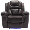 3 Pieces Recliner Sofa Sets Home Theater Seating Manual Recliner Chair With Center Console And Led Light Strip For Living Room - Brown - Image 22