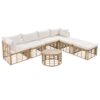 7 Pieces Outdoor Patio Furniture, All-Weather Rattan Sectional Sofa Set With Thick Cushions And Pillows, Freely Combined Conversation Sets For Garden, Backyard, Balcony - Beige - Image 14