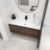 Floating 48" Bathroom Vanity With Resin Sink And Soft Close Doors California Plywood - California Walnut - Image 5