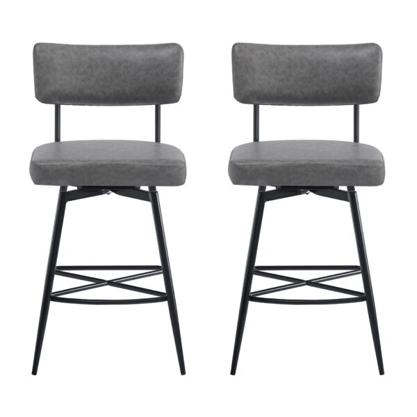 Retro Swivel Counter Stools (Set of 2) Counter Stools With Iron Frame, Sponge Cushion, Footrest, Suitable For Kitchen - Gray