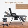 Massage Salon Tattoo Chair With Two Trays Esthetician Bed With Hydraulic Stool, Multi-Purpose 3-Section Facial Bed Table, Adjustable Beauty Barber Spa Beauty Equipment - Black - Image 7