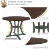 Retro Style 5 Piece Round Dining Table Set With Storage Shelf And Fabric Chairs - Antique Blue / Dark Brown - Image 6