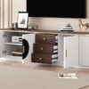Modern Minimalist TV Stand For TVs Up To 80", Entertainment Center With 3 Drawers And 1 Shelf, Metal Handles And 2 Cabinets For Living Room - White - Image 4