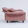 Contemporary Letter Striped Fabric Multi Functional Sofa Bed With Adjustable Armrests And Backrests - Pink - Image 14