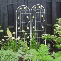 2 Pack Metal Garden Trellis Rustproof Trellis For Climbing Plants Outdoor Flower Support - Cream White