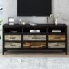 Retro Distressed Wooden TV Stand For TVs Up To 65", Entertainment Center Media Console With 6 Drawers And 3 Shelves For Living Room - Black - Image 3